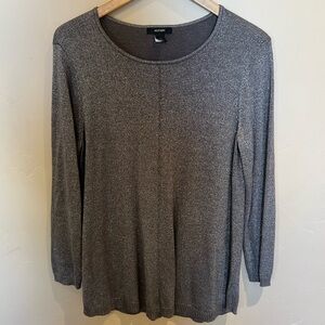 Alfani Metallic Gray Crewneck Long-Sleeve Top